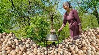 Village Woman's winter preparation - Long-term storage of eggs!