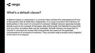 Default Clauses Explained