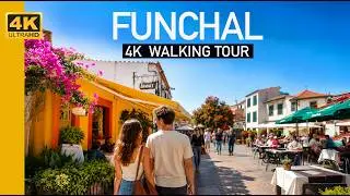 Funchal Old Town to Farmer's Market 4K Walking Tour | No Talking
