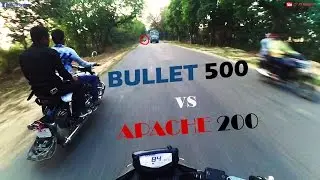ROAD RACE | TVS Apache RTR 200 vs Royal Enfield BULLET 500 | RAW ENGINE SOUND | SQUID SMACK-DOWN |