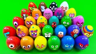 Rainbows Eggs 🌈 Looking Numberblocks Dinosaur Eggs with Rainbow SLIME Colorful! Satisfying ASMR