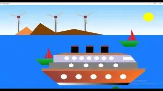 River | Sea View Computer Graphics Project using OpenGL C++ Code | Ship | Windmill | Mountain | Hill