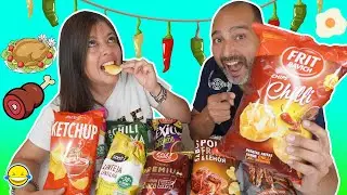 🍟PROBAMOS LAS PAPAS/PATATAS con los sabores mas EPICOS  del mercado🍗Bego y jordi Momentos Divertidos
