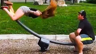 Girl Flies Off Seesaw | Funny Swing Fails