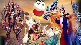Franklin Become HELL BOSS to Fight SERBIAN DANCING LADY and DEVIL GOD in GTA 5 | SHINCHAN and CHOP