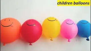 5 Wet Colours Face Balloons - Learn colors water balloon Finger Family nursery rhymes compilation