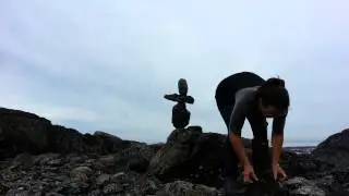 Cairn building on San Juan Island