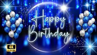 Happy Birthday Background in Blue & Silver ❄️ 1 Hour 4K Elegant Wallpaper Loop | Virtual Party 