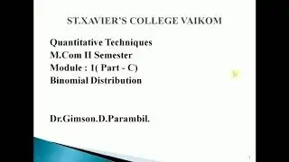 Binomial Distribution M.Com Sem 2 Module 1 MG university