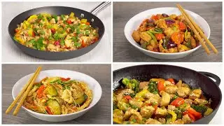 4 идеи для курицы с овощами на сковороде. Вкусные блюда по-азиатски. Рецепты от Всегда Вкусно!