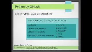 Sets: Insertion, Updation and Removal of Elements
