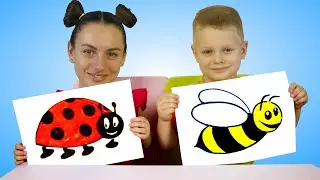 Andy and Mom Learn colors and names insects. Educational video for Children