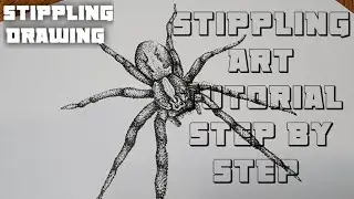 Stippling Drawing | Spider Full Drawing Tutorial Using Dots | Art Therapy | Stippling Drawing Art