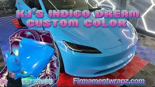 2024 Tesla Model 3 wrapped in (KJ’s Indigo Dream) custom color