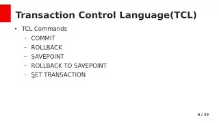Transaction Control Language(TCL) commands