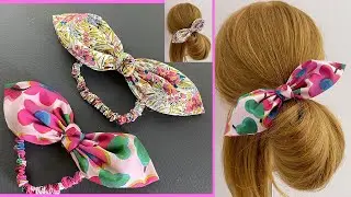 DIY Cute Bow Scrunchies ✅✅ How to make Scrunchies sewing tutorial | Elásticos de arco बो स्क्रंचीज़
