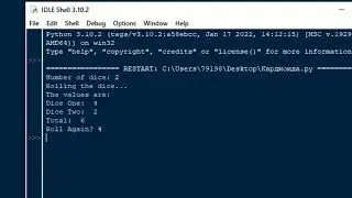 Генератор бросков кубиков на PYTHON🤨