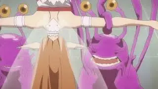 Asuna grabbed by slug tentacles 