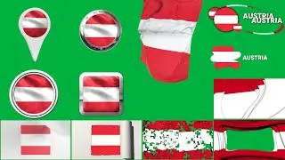 Austria Multi Flag PACK Green Screen + Alpha