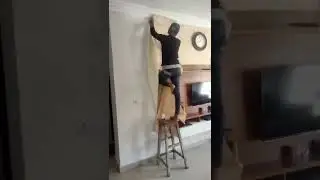 Wall Paper Installation around TV Unit