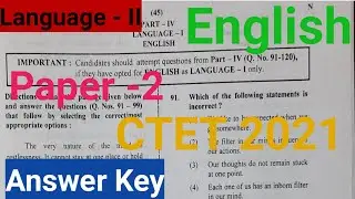 CTET 2021 Paper 2 Language 2 English Answer key/language 2 English Answer key/CTET 31Jan 2021 Answer