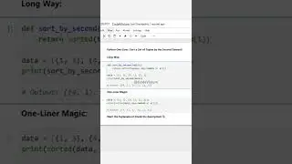 Python One-Liner: Sort a List of Tuples by the Second Element! 🎯📝 