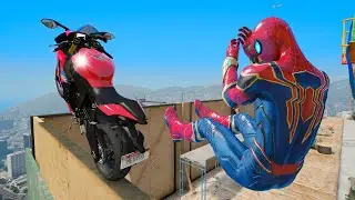 GTA 5 Iron Spiderman Motorcycle Epic Ragdolls/Jump/Fail/eps.15(Euphoria Physics)