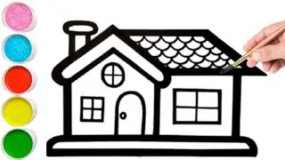 How to draw a cute house easy step by step for toddlers| House drawing and coloring tutorials