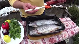 IT COULD NOT BE EASIER TO SHASHLIK FISH TROUT on the BBQ. ENG SUB