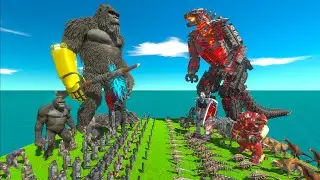 Dark War - Team Dark KING KONG Family VS Team MECHAGODZILLA 2021 - Animal Revolt Battle Simulator