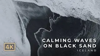 ABSTRACT OCEAN VIEWS – Calming Waves on Black Sand (4K Drone / Iceland)