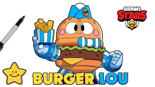 How To Draw Burger Lou 🍟🍔 | Brawl Stars | New Skin | Jurassic Splash