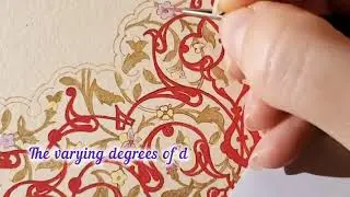 Persian illumination tutorials by Maryam Nadimi (steps toward coloring the flowers in Khataei part)