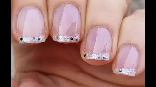 New Year's Eve NAIL ART | Silver Glitter FRENCH NAILS | Elegant Natural Nail Design