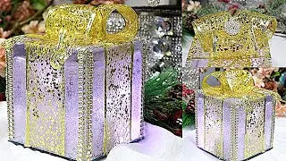 DIY ROOM DECOR! LIGHTED GLASS HOLIDAY PRESENT GIFT BOX HOME DECORATING IDEAS