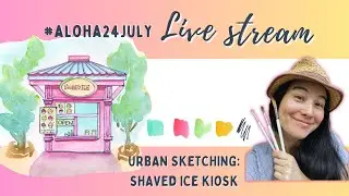 Fountain pen URBAN SKETCHING a Hawaiian Shaved ice kiosk 🍧 Watercolor & ink