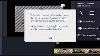 This video layer is disabled because this device cannot support a video layer | KineMaster