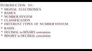 DIGITAL ELECTRONICS | BASICS | part-1