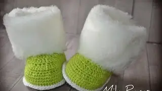 Вяжем детские пинетки крючком "Зимняя сказка". Knit baby booties crochet "Winter's Tale"