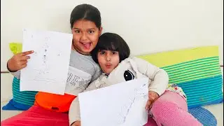 Drawing on the back challenge with Nivu & Kavya! Fun Drawings! Hindi