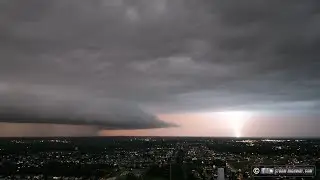 St. Louis metro supercell produces vivid sunset lightning show (drone view)