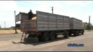 Загрузка самосвального кузова зернометом