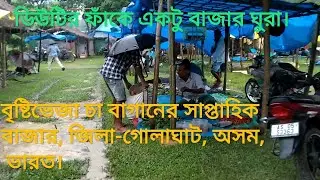 গ্রাম্য এলাকার বৃষ্টিমুখোরিত পরিবেশে  চা বাগানের বাজারে। গোলাঘাট, অসম, ভারতবর্ষ।