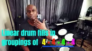 Linear drum fills in groupings of 4 + 4 + 4 + 4 for beginners