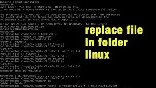 Replace file in folder debian linux command