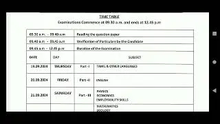 12 th Quarterly Exam Official Time Table 2024