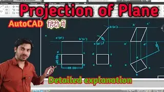 Projection of plane using autocad | Rectangular lamina problem | Autocad projection of plan, AutoCad