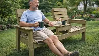 Double Chair Bench with Table Plans