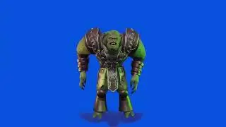 Orc Warrior FREE Greenscreen ◈ Animated 3D VFX [Blue background]