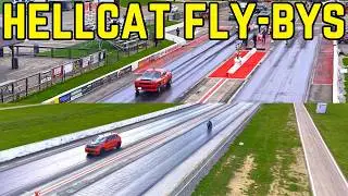 Hellcat drag race flyby
